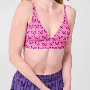 Pink Butterfly Halftone Mesh Bralette